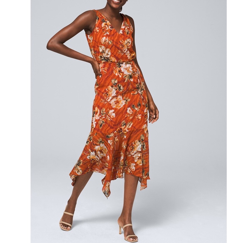 White House black market Floral midi dress
